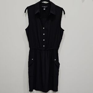 Alfani Black Sleeveless Polo Collar Sheath Dress